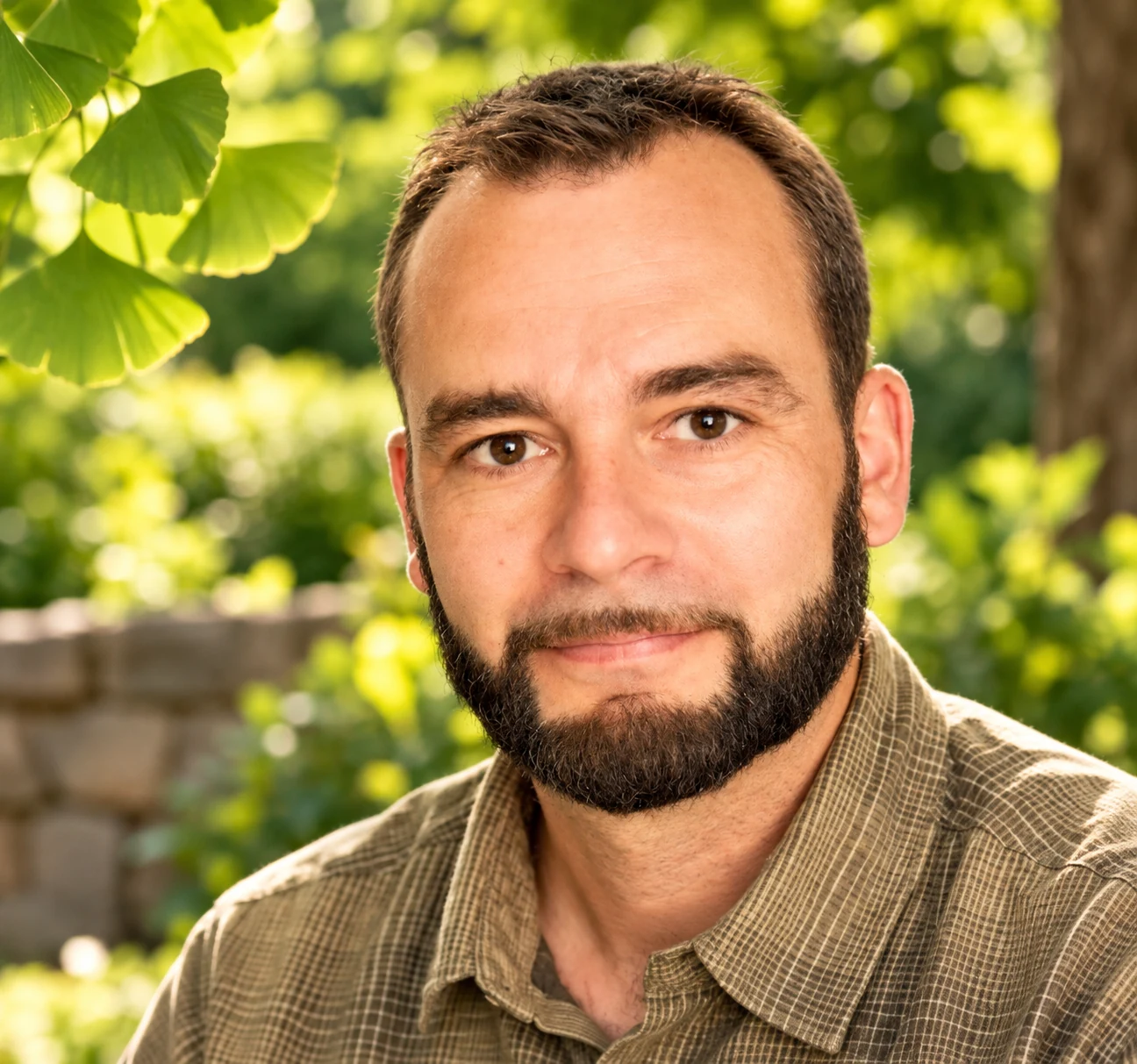 Alexander Finke, Inhaber und fachliche Leitung von Gartendienst Erfurt, im Garten